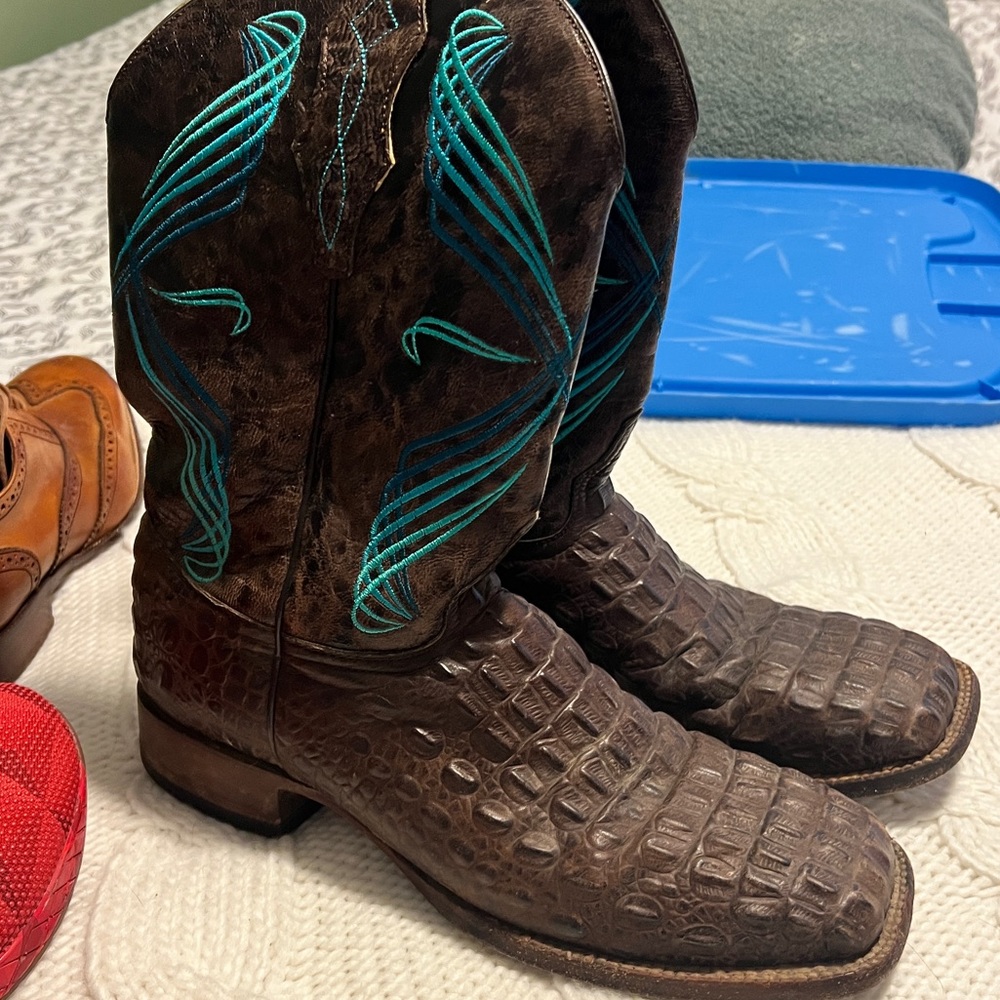 Square Toe Caiman Boots